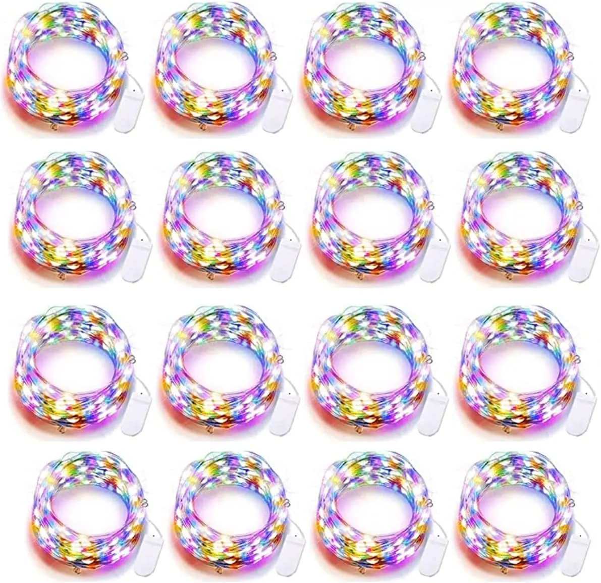 16-Pack Battery Operated LED Fairy Lights - 10FT 30LED Copper Wire Mason Jar String Lights, IP65 Waterproof, Bendable Color-Changing Indoor/Outdoor Decor for Christmas, Wedding, Color-Changing Light Indoor