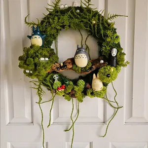 totoro decor,wreaths for front door, ghilbi collection, calcifer,spirited away, ponyo,door hangers, party decor,
