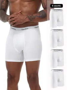 4pieces White Mid-Long Boxer Shorts Men Underwear Breathable Male Underpants for Men Comfortable Homme Boxershorts Slips Soft Briefs Panties 2024 men's boxer