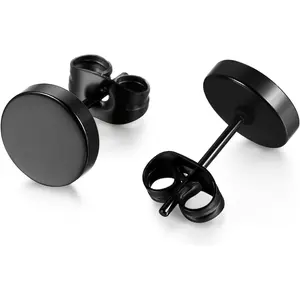 FINREZIO Stainless Steel Black Stud Earrings for Men Women 3mm-8mm Available Daily Menswear Elegant Classic earring stack non tarnish jewelry earrings women