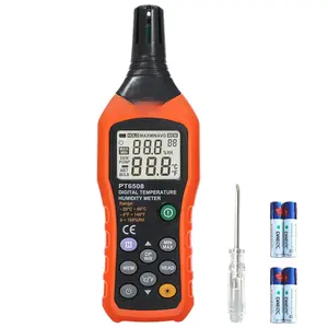 Digital Temperature Humidity Meter,  Hygrometer with Ambient Dew Point and Wet Bulb Temperature Indoor and Outdoor, Data Logger with Min/Max Hold, LCD Backlight, PT6508