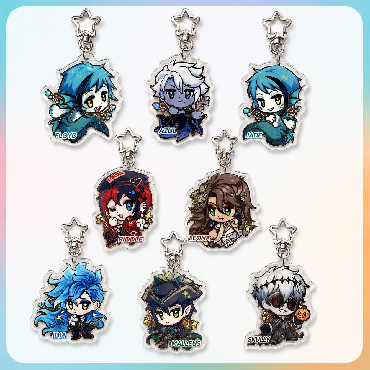 TWST Acrylic Keychain | Floyd & Jade Leech, Azul Ashengrotto, Riddle Rosehearts, Leona Kingscholar, Idia Shroud, Malleus Draconia, Skully  Acrylic Keychain, Great For Daily Use Or As Thoughtful Little Gifts For Your Friends And Yourself