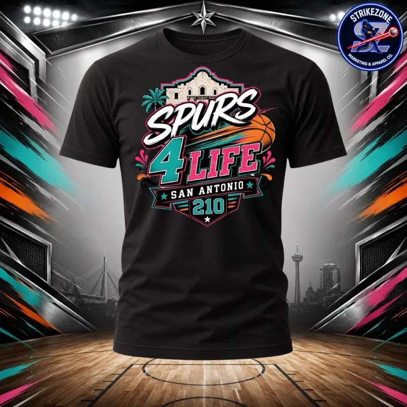Spurs 4 Life Graphic Softstyle Short-Sleeve T-Shirt Casual Menswear Stylish Crewneck Shortsleeve