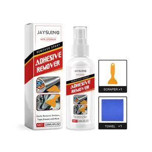 JAYSUING Adhesive Remover Kit – 120ml Sticker Residue Remover with Scraper & Cleaning Towel, Easily Removes Glue, Labels, Tape, Decals & Sticky Residue from Glass, Walls, Cars & Household Surfaces