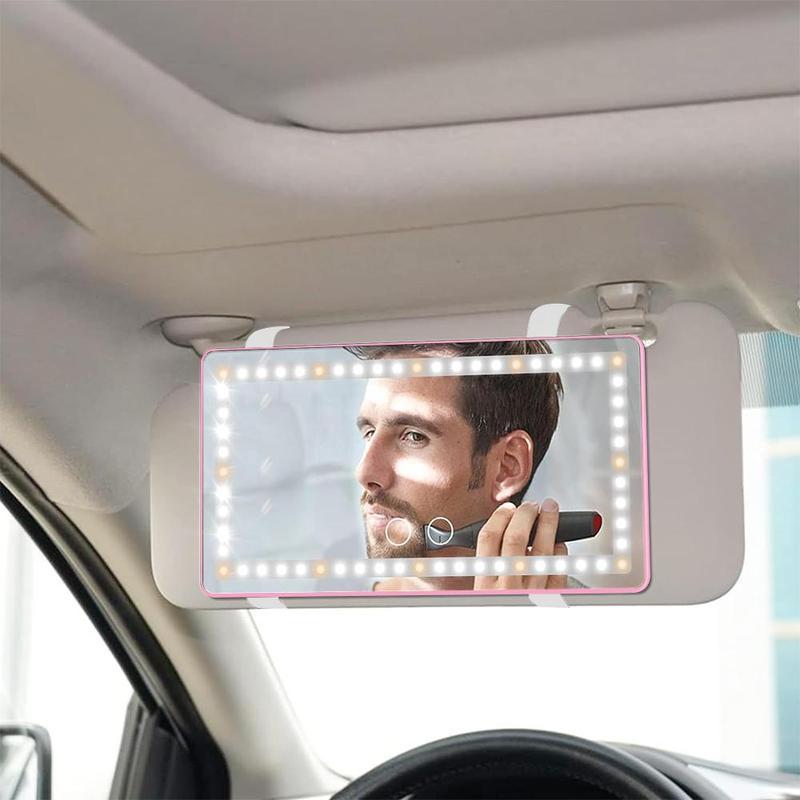 Car Visor Vanity Mirror Rechargeable with 3 Light Modes & 60 LEDs for Car Truck SUV Rear View with Dimmable Touch Screen,Car Mirror as A Gifts, Car Interior Accessories, Gift for Girls, Mums, Girlfriend, FathersDayGift