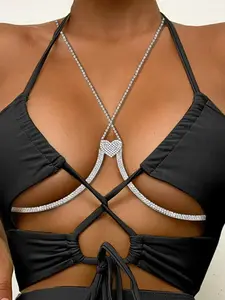 Heart-Shaped Rhinestone Body Chain, Transform Your Look for Parties, Stand Out at Nightclubs, Trendy Accessory for Bold Styles