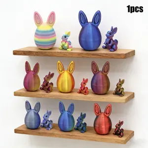 Easter Egg 3D Printed Rabbit Ornament, Creative Desktop Decor, Movable Rabbit Model Toy, Unique Easter Gift Idea, Fun Office Accessory