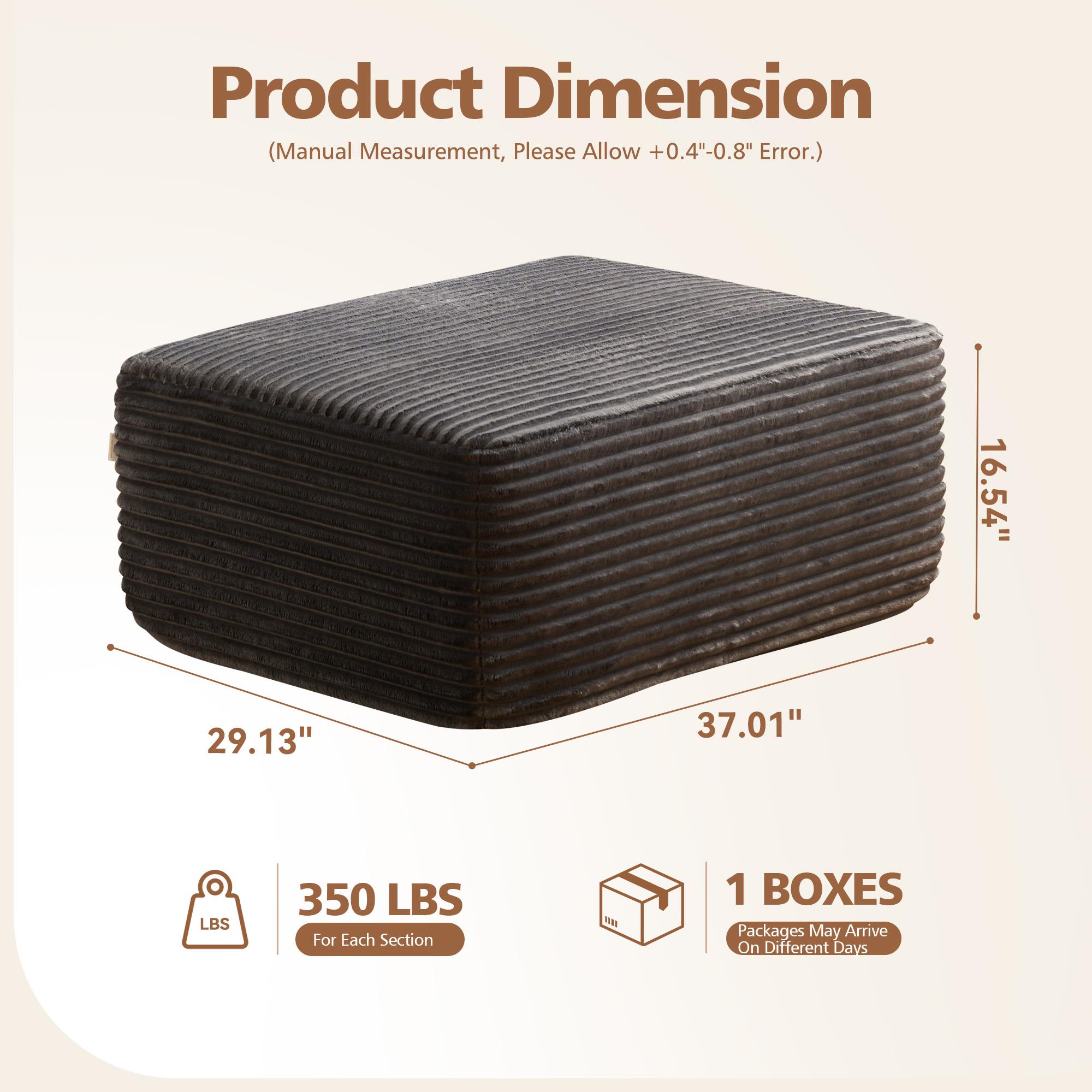CAODOC Boneless Square Ottoman Poof Home Decor Floor Pouffe Ottoman Foot Rest for Couch Sof Bean Bag Chairs Living Room Bedroom
