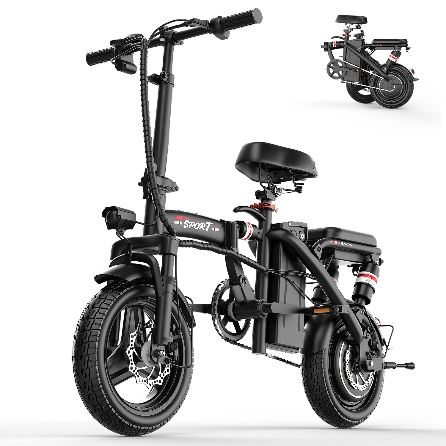 PikaBike 1200W Z8 Adult Folding Electric Bike, Electric Bicycle -Top Speed  25mph, 22-40 mile Range, 14-inch Explosion-Proof Tire + Shock Absorption  System, Lightweight Commuting Adult Electric Bike - TikTok Shop
