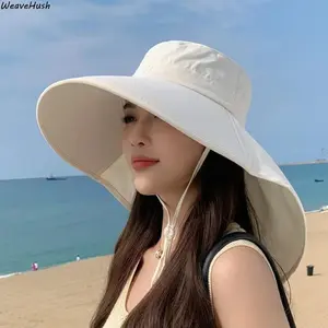 Womens Wide Brim Sun Hat with Neck Flap UPF50 UV Protection Breathable Summer Outdoor Cap Adjustable Chin Strap for Hiking Cycling Fishing Travel Activities