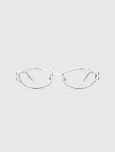 BLUE ELEPHANT AESLIT Crystal Glasses Semi-Rimless Oval with Blue Light Blocking Lenses, Unisex Non-Prescription Eyewear for PC Use