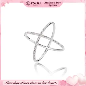 【#202 Criss Cross】Synthetic Moissanite Ring in 925 Sterling Silver 【#202 Criss Cross】Synthetic Moissanite Ring in 925 Sterling Silver
