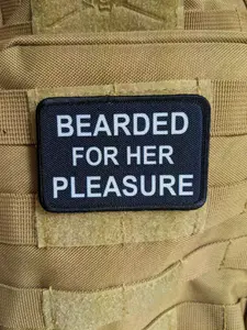 Bearded for her pleasure meme  2"x3" morale patch with hook and loop backing