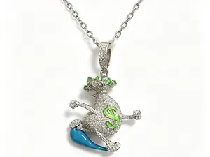 M2-8066 Animated Cash Bag Charm, Fully Sparkling with Fun Enamel Accents, The Ultimate Hip Hop Piece to Show Off Your Money-Making Vibe summerwins