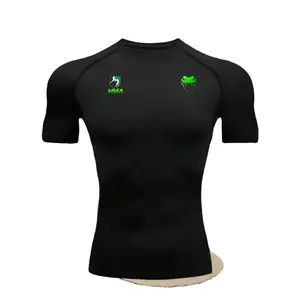 Male Short-Sleeve Compression T-Shirt, Quick-Dry, Moisture-Wicking, Breathable, Tight-Fitting Printed Top for Boxing, Running, Gym Training (Sports & Outdoor Apparel)