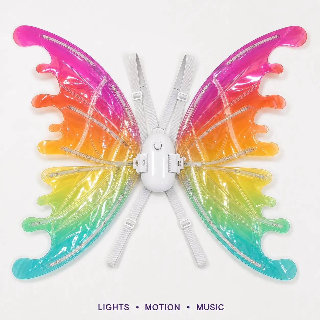 LED Light Up Fairy Wings for Kids, Electric Flapping Butterfly Wings with Music, Shiny Gradient Princess Costume Accessories for Girls, Adjustable Party Wings for Halloween, Birthday, Cosplay, Stage Performance, Photo Props and Fairycore Dress Up