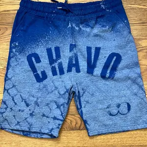 Men’s shorts custom with 1 of 1 design. Waffle and streetwear fashion brand bleach design patterns.