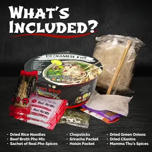 Ramen Alternative Instant Beef Pho - 4 Servings Rice Noodle Soup with Spices  Broth