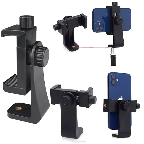 2-Pcs 360-Degree Tripod Cellphone Mount, Mobile Phone Holder Adapter Clamp with Cold-Shoe Mount, Adjustable for Selfie Sticks & Monopods, Universal for iPhone & Android Stabilizer Stand (Casual Anniversary Accessories)
