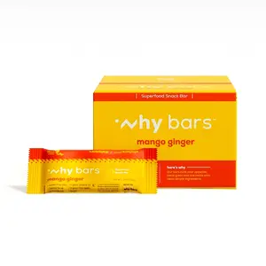 Why Bars Mango Ginger Plant-Based Superfood Snack Bar 12-pk Clean Energy Slow-Burn Carbs Healthy Fats Fiber Gluten-Free Dairy-Free Soy-Free