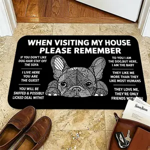Funny French Bulldog Doormat - "When Visiting My House Please Remember" Dog Rules Welcome Mat, Humorous Frenchie Door Mat, Perfect Gift for Dog Lovers & Pet Parents