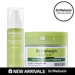 [Dr.Melaxin Official] CACTOX Pore Relief Jelly Toner Pads & Serum Mist Duo with Cactus Cooling Reduce Puffiness & Pore Tightening for Visible Pore Care Skin Repair