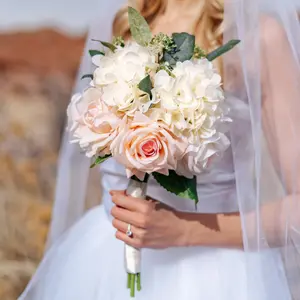 Anthea Pink and Cream Bridal Bouquet – Lifelike Faux Wedding Flowers