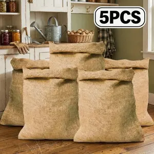 5 PCS Burlap Sack - 19" x 29" Burlap Bags for Plants High Density Natural Jute Bag of Potatoes Plant Grow Bags with Rope Potato Sacks Race Bags Potato Storage,Multipurpose