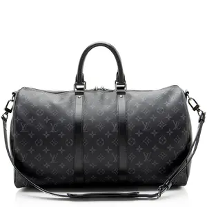 Pre-owned Louis Vuitton Leather Luggage Monogram Eclipse Keepall Bandouliere 45 Duffle