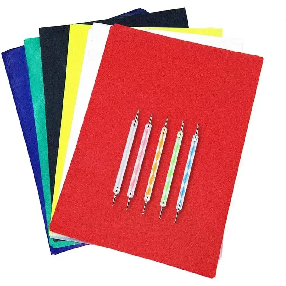 120pcs A4 Transfer Paper with 5pcs Embossing Stylus,Tracing Paper Copy Paper Carbon Water-Soluble Transfer Paper for Transfer Pattern on Fabric,Wood,Cross Stitch Cloth,Paper, Hand Painting