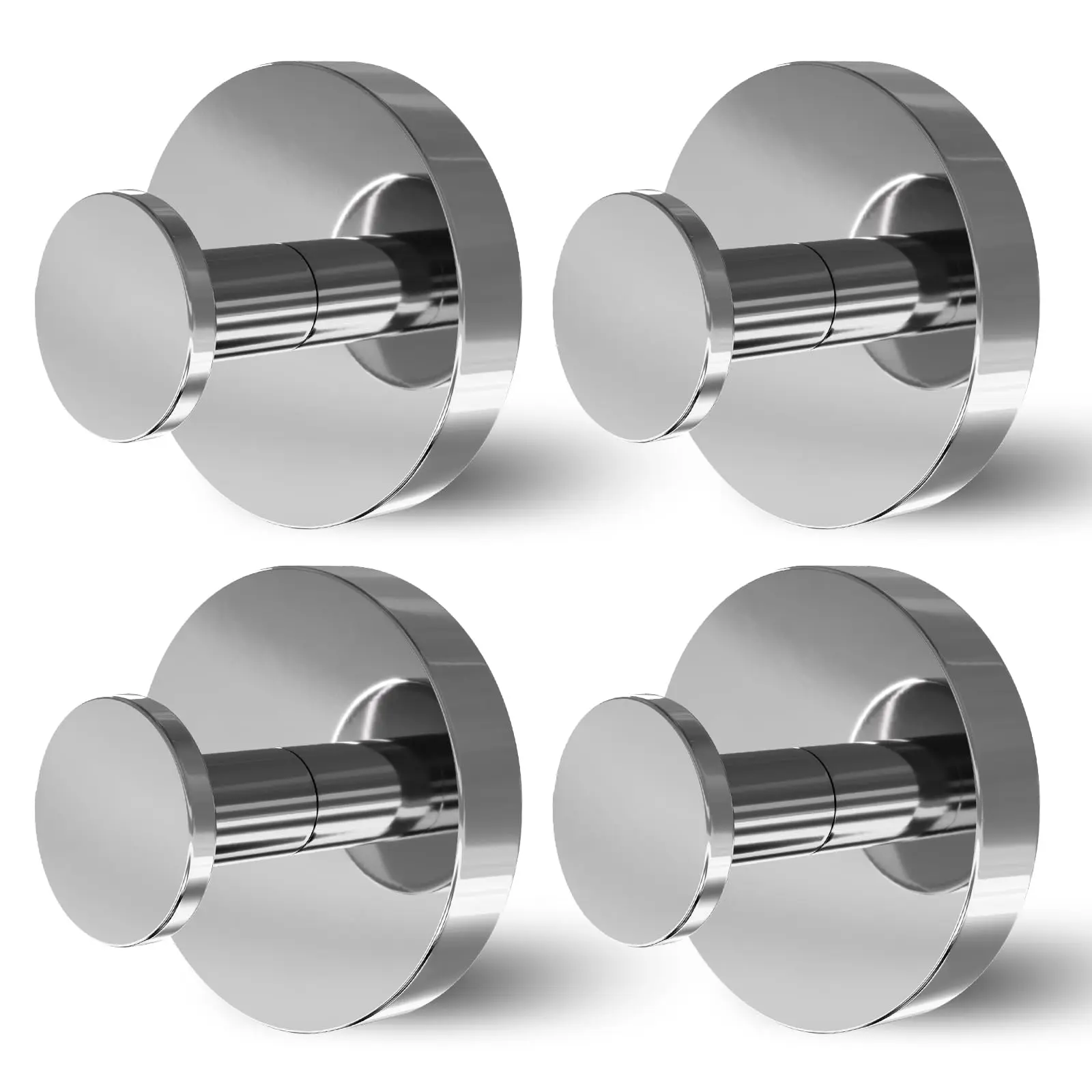 4-Pack Matte Black 304 Stainless Steel Strong Suction Cup Shower Hook Set, Removable Adhesive Suction Hooks for Bathroom Towels, Glass Door, Tile, Holds Up to 11 lb, Bathroom Organizing Accessories