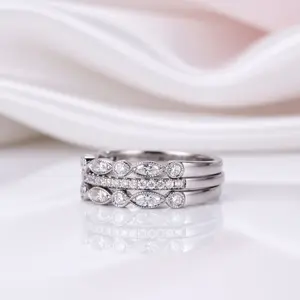 Half Eternity 3PC Stacking Wedding Band Set