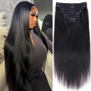 [Super Deal] CheetahBeauty Straight Clip in Hair Extensions Real Human Hair Seamless PU Clip ins Hair for Black Women Clip in 100% Brazilian Remy Hair Extensions 8pcs Per Set with 18 Clips 120g/pack #Summervibes #weeklydeals