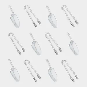 Plastic Ice Tongs and Scoops-Mini Kitchen Tongs, Utility Ice Shovel for Cocktail, Whiskey, Tea Party, Candy, Dessert Buffet