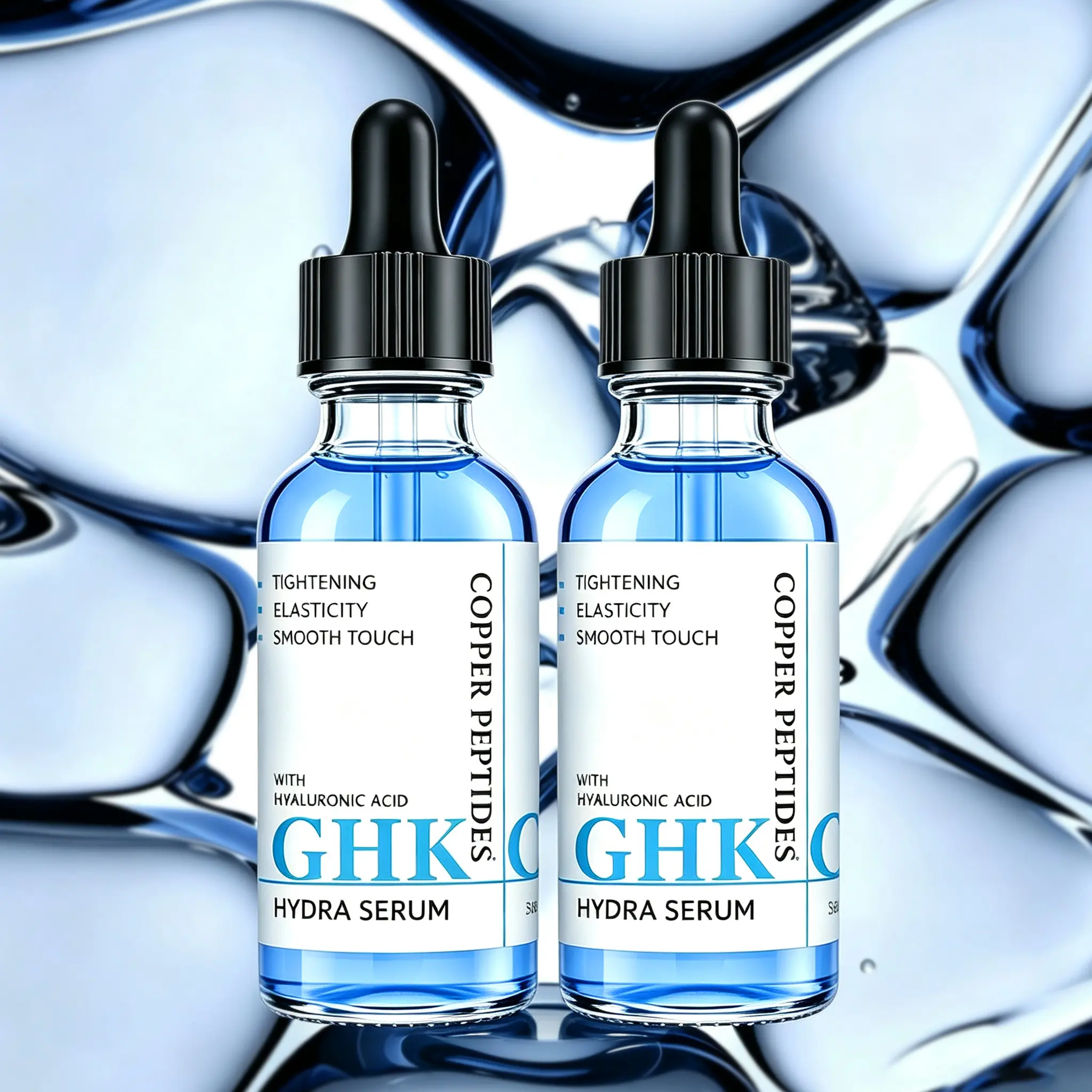 GHK Cu Peptide Serum 30 ml, Copper Peptide Serum with Hyaluronic Acid for Tightening, Collagen Boosting & Hydrating, Topical GHK-Cu Refining Serum Lift, Tighten, Glowy skin, Anti-Aging Serum for Fine Lines and Skin Elasticity