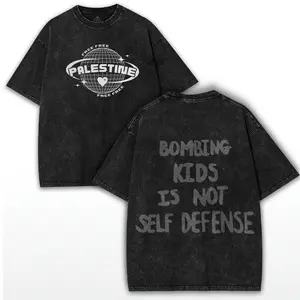 Free Palestine Oversized Washed T-Shirt – Bold Double-Printed Streetwear with a Powerful Political Message and Inspiring Solidarity Quote