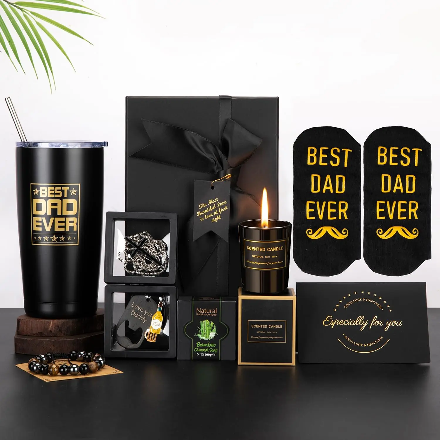 Father's Day Gifts for Dad from Daughter Son, Best Dad Ever Gift Basket Set, Birthday Gifts for Dad, Unique Dad Gifts, Fathers Day Present for Husband, Boyfriend, Brother, Men, Tumbler Gift Box Set