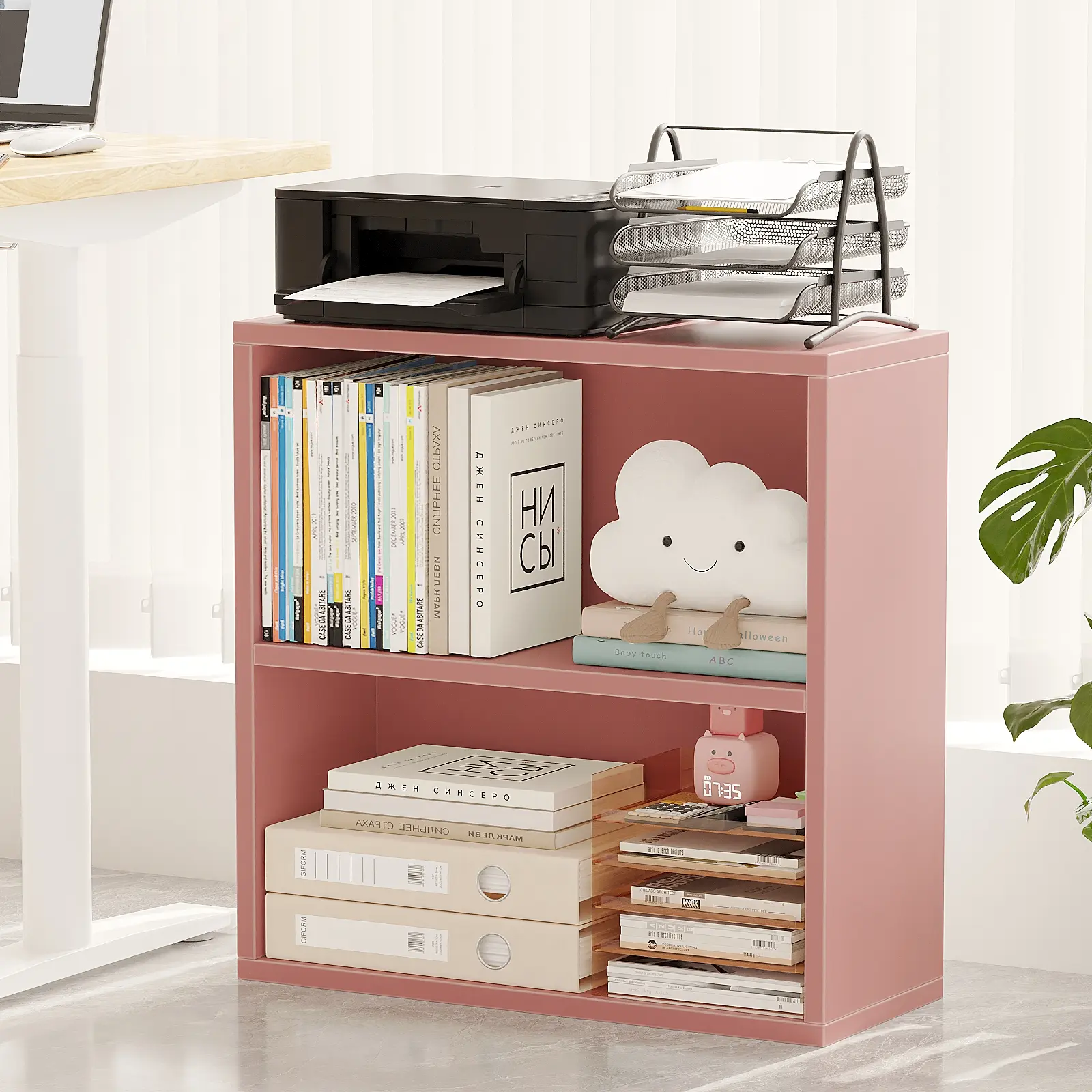 ALISENED 2-Tier Open Bookcase,23.6-Inch Floor-Standing Storage Organizer with Minimalist Aesthetic Design for Home Living Room Bedroom