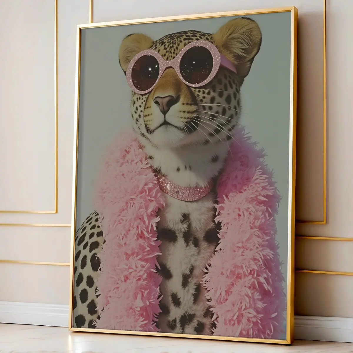 Cheetah Print Wall Art - Retro Maximalist Digital Print, Girly Decor Poster, Unframed 5 Size, 8x12 to 27x40 inch