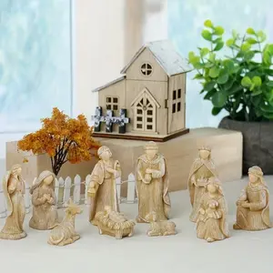 10pcs Christmas Nativity Scene Figurines, Decorative Gift Set for Festive Season, Ideal for Holiday Celebrations & Collectible Items
