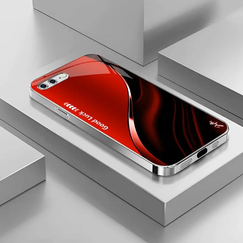 Suitable for [iPhone 8 Plus] High-end simple silk electroplated metal glass mobile phone case, affordable, fully shockproof, drop-proof, wear-resistant-888