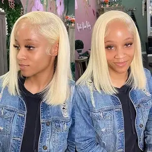 613 Bob Wig Real Human Hair 13x4 Lace Frontal Wig 180 Density Strong & Durable Pre Plucked Glueless Wear and Go HD Transparent Lace Short Bob Wig 12 Inch