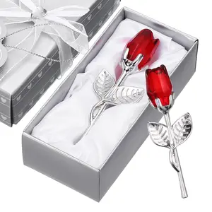 Mini Red Crystal Rose Gift Box - Romantic Eternal Glass Rose Keepsake for Female, 2026 Mother’s Day Gift, Graduation Party Favor Decor (Home & Festive Party Supplies)