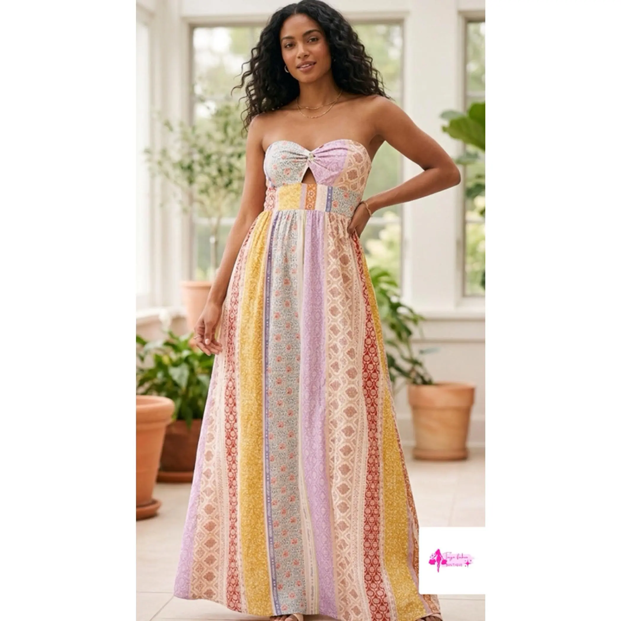 Multicolor Strapless Maxi Dress - S and M Sizes - $14.25 - Perfect for Any Occasion - Comfortable and Stylish - Ideal for Summer