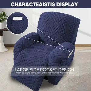 Soft Stretch Recliner Slipcover, High Elastic Full Coverage with Anti-Slip Pockets, Pet Scratch Resistant, Machine Washable for Reclining Chairs