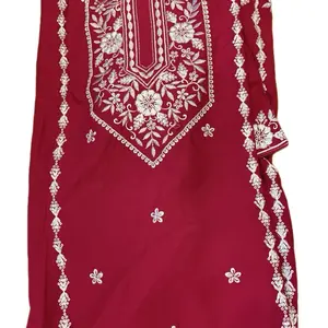 Cotton Kurti with Embroidery for women -plain with embroidery Design, Available in Sizes M-XXL, Featuring Floral Motifs and Patterns Comfort Comfortable Clothing