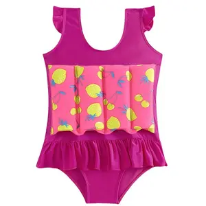 Toddler Children Floating Suit, Slim One-Piece Vest Buoyancy Suit, Girls' Lace Sleeves Suitable For Summer Beach Vacation Sports Swimsuit, Training Auxiliary Swimsuit, Detachable And Adjustable Buoyancy Swimsuit