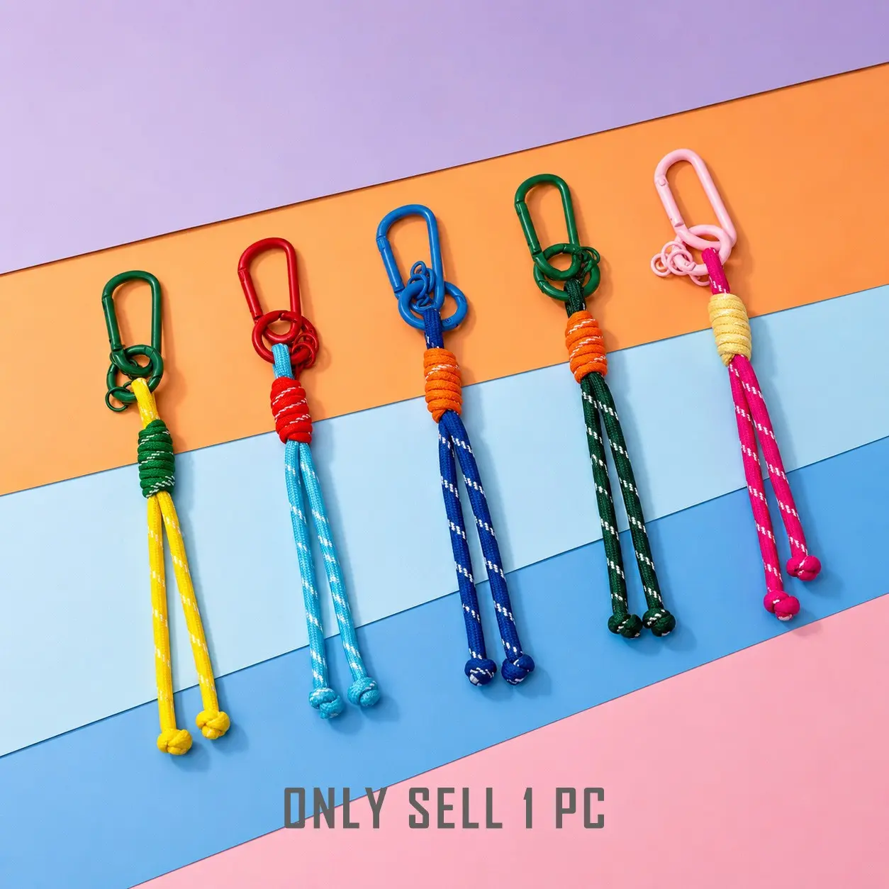 Mini Rope Charm Lanyard, Cute Clip-On Phone Charm Keychain, Key Charms, Keychain Accessories, Braided Cord Strap for Bags, Keys, Pouches, Backpacks & Plush Toys, 5 Colors
