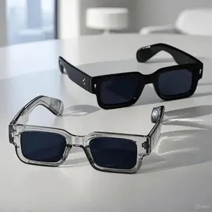 Unisex Retro Square Sunglasses Classic UV Protection Plastic Frame Shades for Outdoor Travel Driving