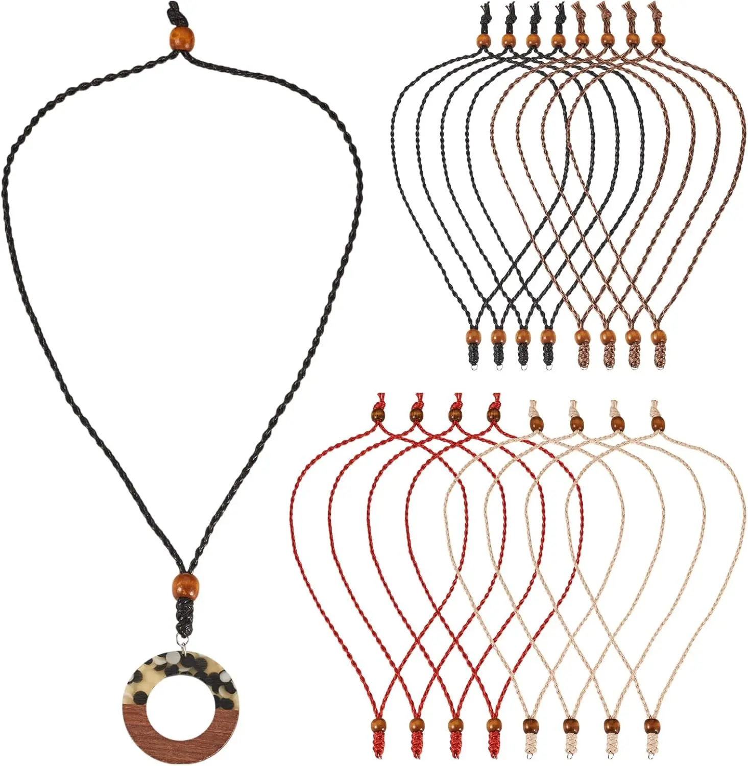 Men's Adjustable Double-Knotted Waxed Polyester Twisted Rope Necklace Cord - Minimalist Choker, Modern Layered Effect, 4 Colors (Black, Brown), Casual Style, Pendant-Hanging In Cord For Any Outfit, Minimalist Chok